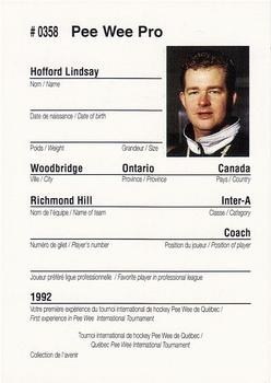 1992 Quebec International Pee-Wee Tournament #0358 Lindsay Hofford Back