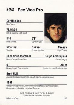 1992 Quebec International Pee-Wee Tournament #0567 Joe Cardillo Back