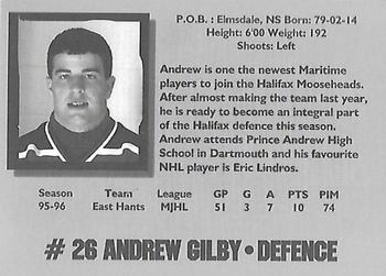 1996-97 Halifax Mooseheads (QMJHL) Series I #NNO Andrew Gilby Back