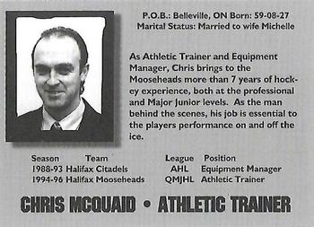 1996-97 Halifax Mooseheads (QMJHL) Series I #NNO Chris McQuaid Back