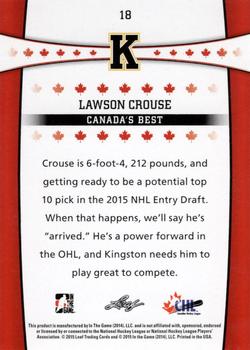 2015 In The Game CHL Draft #18 Lawson Crouse Back