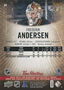 2015-16 Upper Deck Tim Hortons #60 Frederik Andersen Back