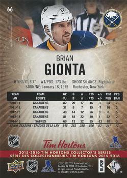 2015-16 Upper Deck Tim Hortons #66 Brian Gionta Back