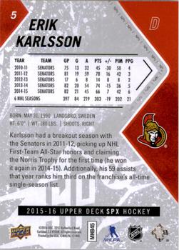 2015-16 SPx #5 Erik Karlsson Back