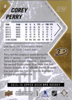2015-16 SPx #9 Corey Perry Back