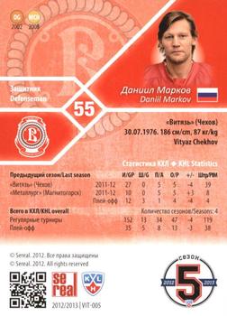 2012-13 Sereal KHL Basic Series #VIT-005 Daniil Markov Back