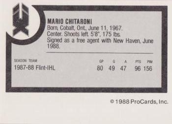 1988-89 ProCards New Haven Nighthawks (AHL) #NNO Mario Chitarroni Back