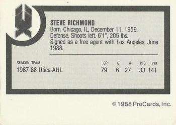 1988-89 ProCards New Haven Nighthawks (AHL) #NNO Steve Richmond Back