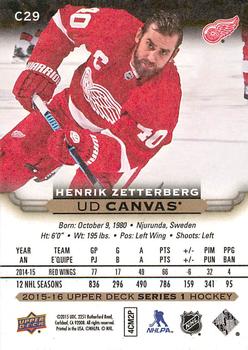 2015-16 Upper Deck - UD Canvas #C29 Henrik Zetterberg Back
