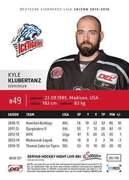2015-16 Playercards Basic Serie 1 (DEL) #DEL-198 Kyle Klubertanz Back