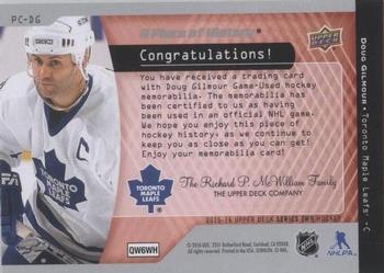 2015-16 Upper Deck - A Piece Of History 1000 Point Club #PC-DG Doug Gilmour Back