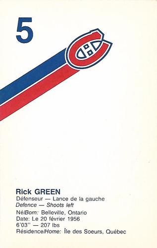 1983-84 Montreal Canadiens #NNO Rick Green Back