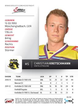2012-13 Playercards (DEL) #DEL-190 Christian Kretschmann Back