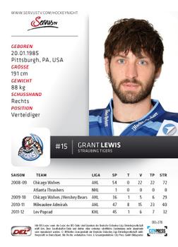 2012-13 Playercards (DEL) #DEL-278 Grant Lewis Back