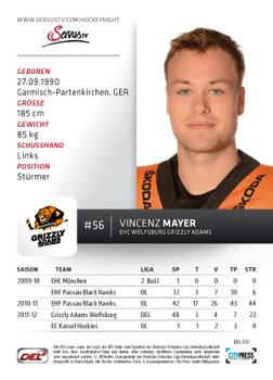 2012-13 Playercards (DEL) #DEL-313 Vincenz Mayer Back
