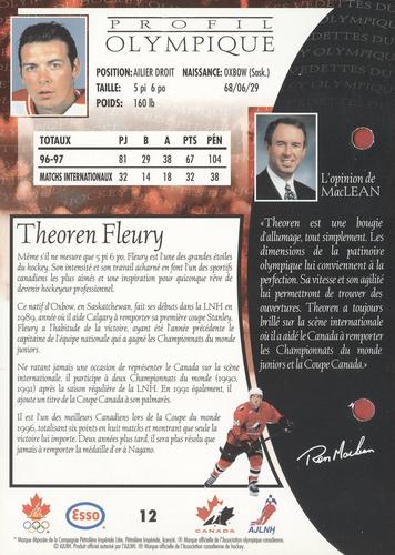 1997 Esso Olympic Hockey Heroes French #12 Theoren Fleury Back