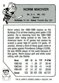 1985-86 Minnesota-Duluth Bulldogs (NCAA) #5 Norm Maciver Back