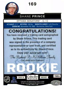 2015-16 O-Pee-Chee Platinum #169 Shane Prince Back