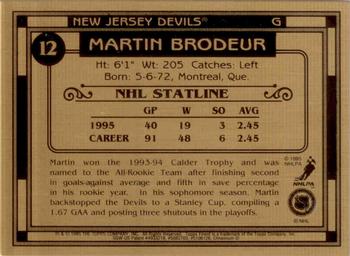 1994-96 Finest Bronze #12 Martin Brodeur Back