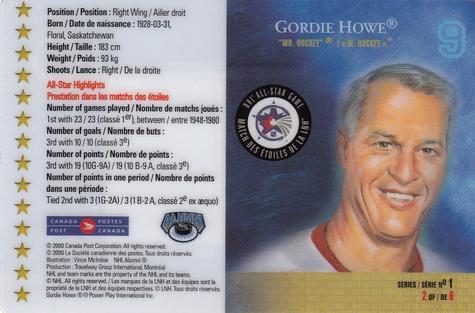 2000 Canada Post NHL All-Stars #2 Gordie Howe Back