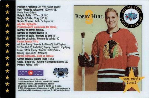 2001 Canada Post NHL All-Stars #5 Bobby Hull Back