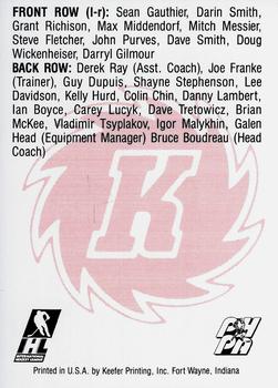 1993-94 Fort Wayne Komets (IHL) #NNO Fort Wayne Komets Back