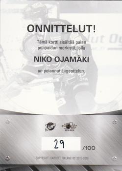 2015-16 Cardset Finland - Patch Series 2 Exchange #NNO Niko Ojamäki Back