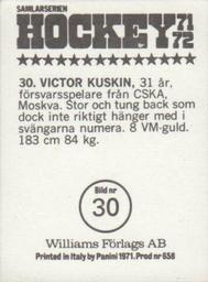 1971-72 Williams Hockey (Swedish) #30 Victor Kuskin Back