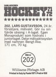 1971-72 Williams Hockey (Swedish) #202 Lars-Anders Gustavsson Back