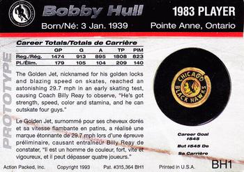 1993-94 Action Packed Prototypes #BH1 Bobby Hull Back