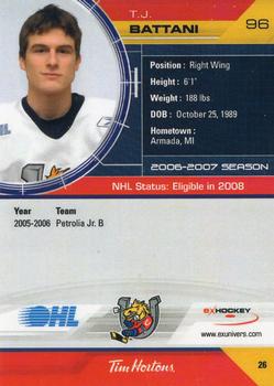 2006-07 Extreme Barrie Colts (OHL) #NNO T.J. Battani Back