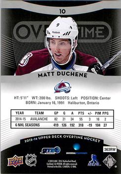 2015-16 Upper Deck Overtime #10 Matt Duchene Back