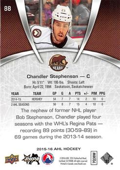 2015-16 Upper Deck AHL #88 Chandler Stephenson Back
