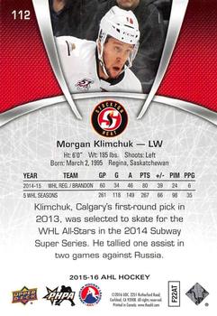 2015-16 Upper Deck AHL #112 Morgan Klimchuk Back