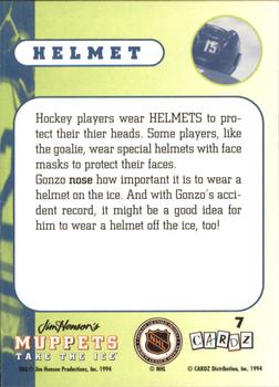 1994 Cardz Muppets Take the Ice #7 Helmet Back