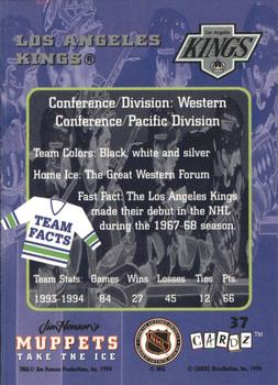 1994 Cardz Muppets Take the Ice #37 Los Angeles Kings Back