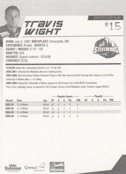 2006-07 Idaho Steelheads (ECHL) #21 Travis Wight Back