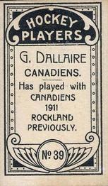 1911-12 Imperial Tobacco Hockey Players (C55) #39 Henri Dallaire Back