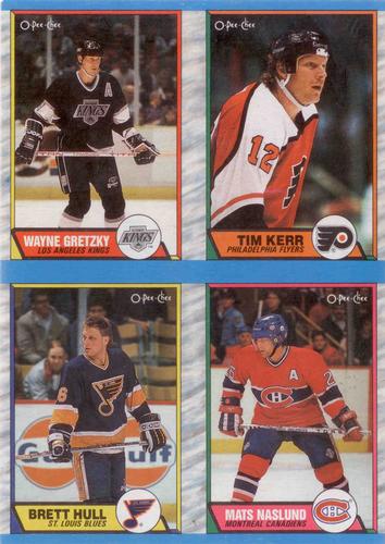 1989-90 O-Pee-Chee - Box Bottom Panels #EFGH Wayne Gretzky / Brett Hull / Tim Kerr / Mats Naslund Front