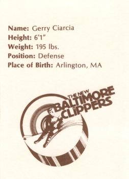 1979-80 Baltimore Clippers (EHL) #NNO Gerry Ciarcia Back