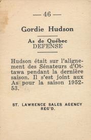 1952-53 St. Lawrence Sales (QSHL) #46 Gordie Hudson Back