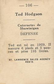1952-53 St. Lawrence Sales (QSHL) #106 Ted Hodgson Back
