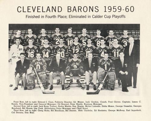 1960-61 Cleveland Barons (AHL) #NNO Cleveland Barons Team Photo Front