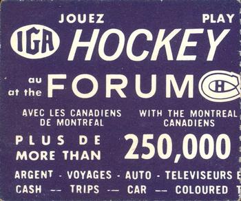 1967-68 IGA Montreal Canadiens Series 2 #NNO Gilles Tremblay Back