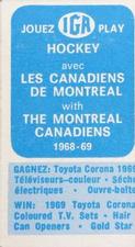 1968-69 Montreal Canadiens IGA Series 1 #NNO Henri Richard Back