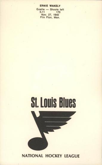 1970-71 St. Louis Blues #NNO Ernie Wakely Back