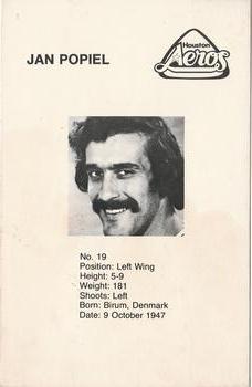 1975-76 Houston Aeros (WHA) #NNO Jan Popiel Back