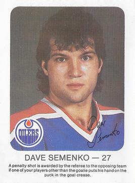 1981-82 Red Rooster Edmonton Oilers #NNO Dave Semenko Front