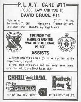 1982-83 Kitchener Rangers (OHL) Police #11 David Bruce Back