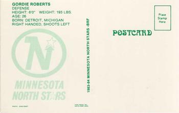 1983-84 Minnesota North Stars Postcards #NNO Gordie Roberts Back